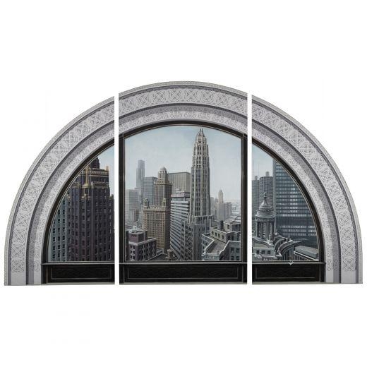 Chicago View: Michigan Avenue at the River triptych by Richard Haas, 1978