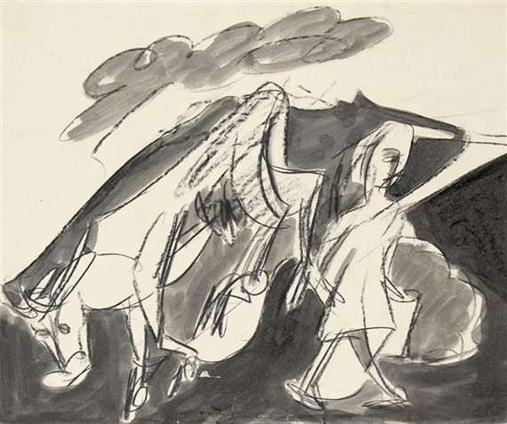 Hirte mit Kuh by Ernst Ludwig Kirchner, 1928