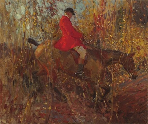 Huntsman approaching a ditch by Sir Alfred James Munnings, 1908