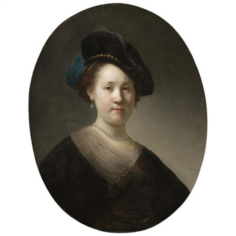 PORTRAIT OF A YOUNG WOMAN WITH A BLACK CAP - Rembrandt van Rijn