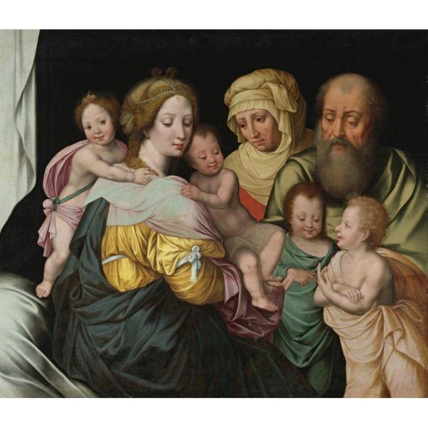 THE MADONNA AND CHILD WITH SAINTS ELIZABETH AND OTHER MEMBERS OF THE HOLY FAMILY: THE HOLY KINSHIP by Vincent Sellaer