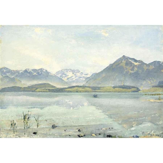 Hodler Ferdinand | LAKE THUN WITH BLUEMLISALP AND NIESEN (1882) | MutualArt