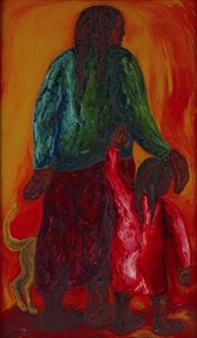 Woman, Girl, Dog - Isidoro Ocampo