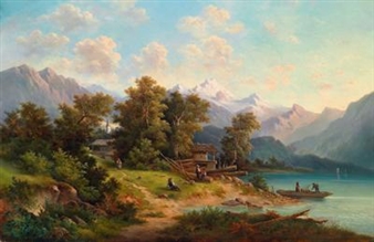 Scene from Lake Zeller - Monogrammist JL