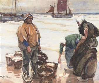Fisher folk with the catch of the day, Katwijk - Willy Sluiter