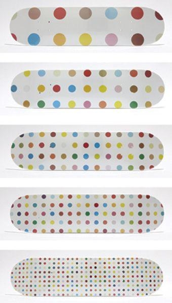 Artwork by Damien Hirst, Supreme Skate Decks (Spot), Made of The complete set of five printed skate decks in colors, Published by Supreme, New York
