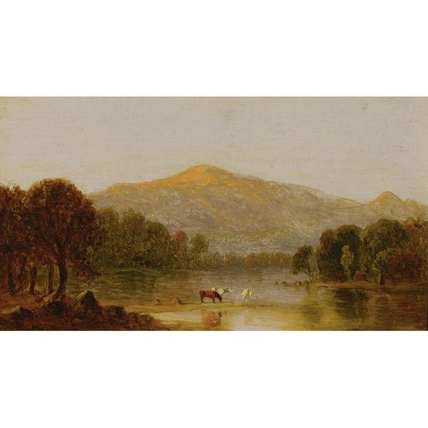 Artwork by Sanford Robinson Gifford, MOUNT WASHINGTON FROM THE SACO RIVER, Made of oil on board