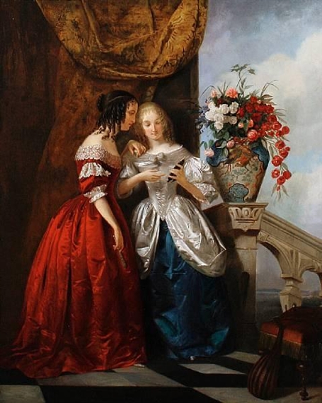 Ladies on a terrace by Florent Willems