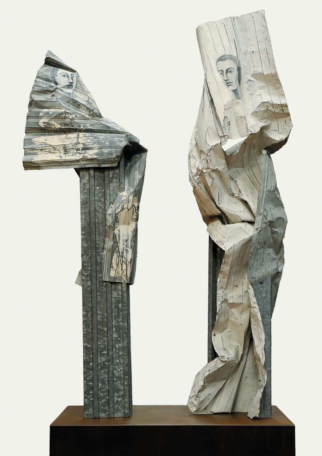 Artwork by Kate Blacker, UNTITLED (HEAD OF A WOMAN); UNTITLED (HEAD OF A MAN), Made of Painted metal