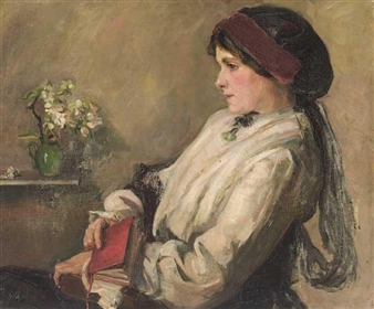 PORTRAIT OF A LADY IN AN INTERIOR - Harriet Weldon