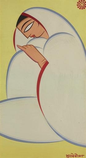 Untitled (Seated Woman) by Jamini Roy