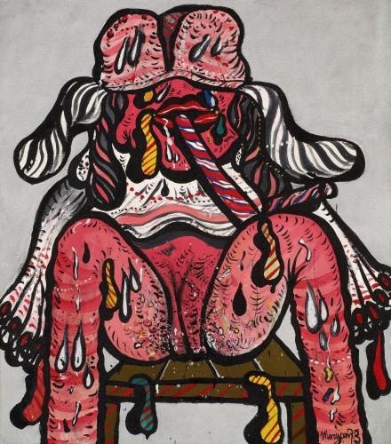 Gouache on paper mounted on canvas by Maryan S. Maryan, 1973