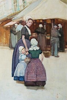 Market Scene, Dordrecht, Circa 1906 by Frances Hodgkins