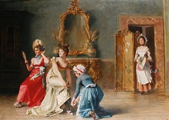 Elegant ladies in their dressing room - F. Scalini