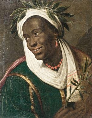 Circle of Albert Eckhout Portrait of a black man crowned with laurel,  holding an olive branch in his hand