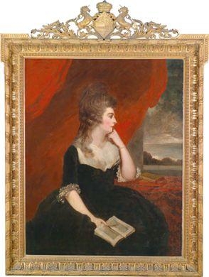 Portrait of Mary Isabella, Duchess of Rutland, seated at a window, perusing a book in her hand by Sir Joshua Reynolds