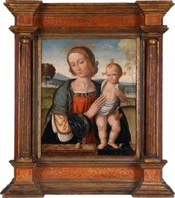 Artwork by Francesco Verla, The Virgin and Child in a vast landscape, Made of oil on panel