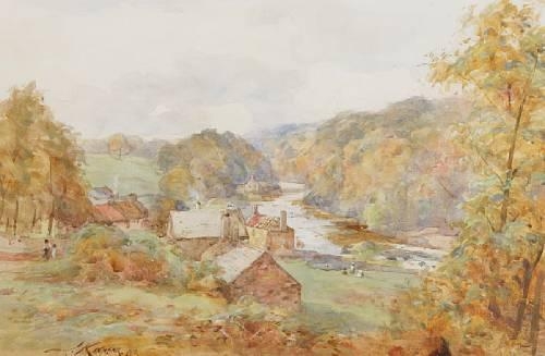 Artwork by James Scott Kinnear, Farmhouse in the Autumn, Made of watercolour