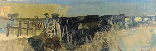 "Cattle at a watering place" by Joan Kathleen Hardy Eardley, 1953