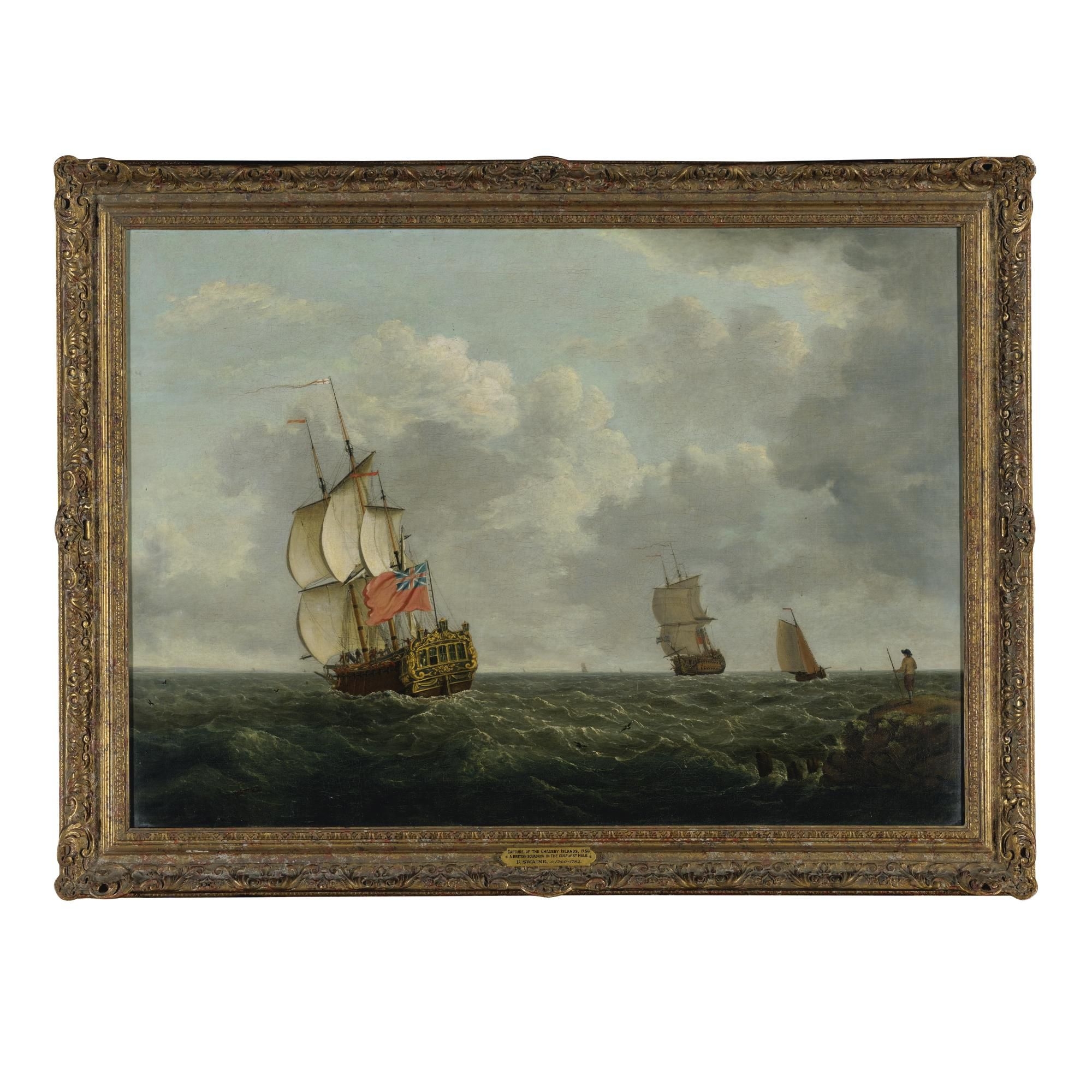 Artwork by Francis Swaine, Capture of the Chausey Islands, 1756, with a British Squadron in the Gulf of St. Malo, Made of oil on canvas