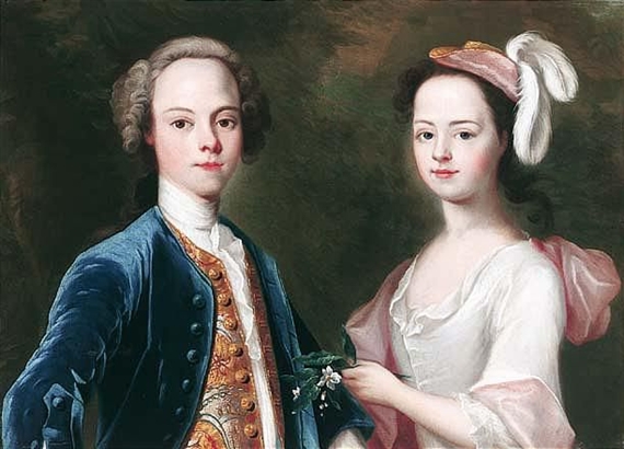 portrait of a brother and sister by Enoch Seeman