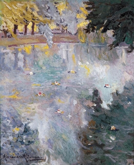 RUSSIAN, 1885-1950 LANDSCAPE BY THE WATER'S EDGE - Alexandre Altmann