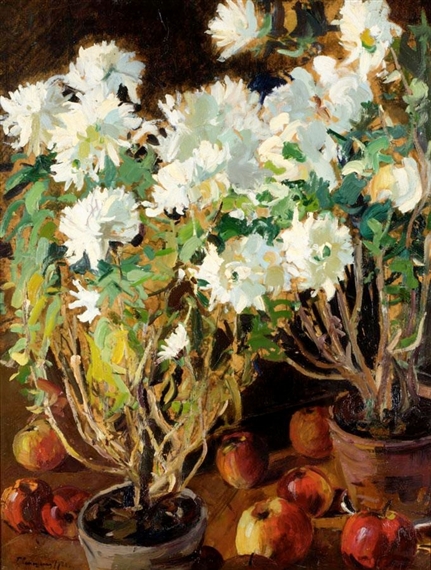 Dimitri Semakov | STILL LIFE WITH FLOWERS AND APPLES | MutualArt