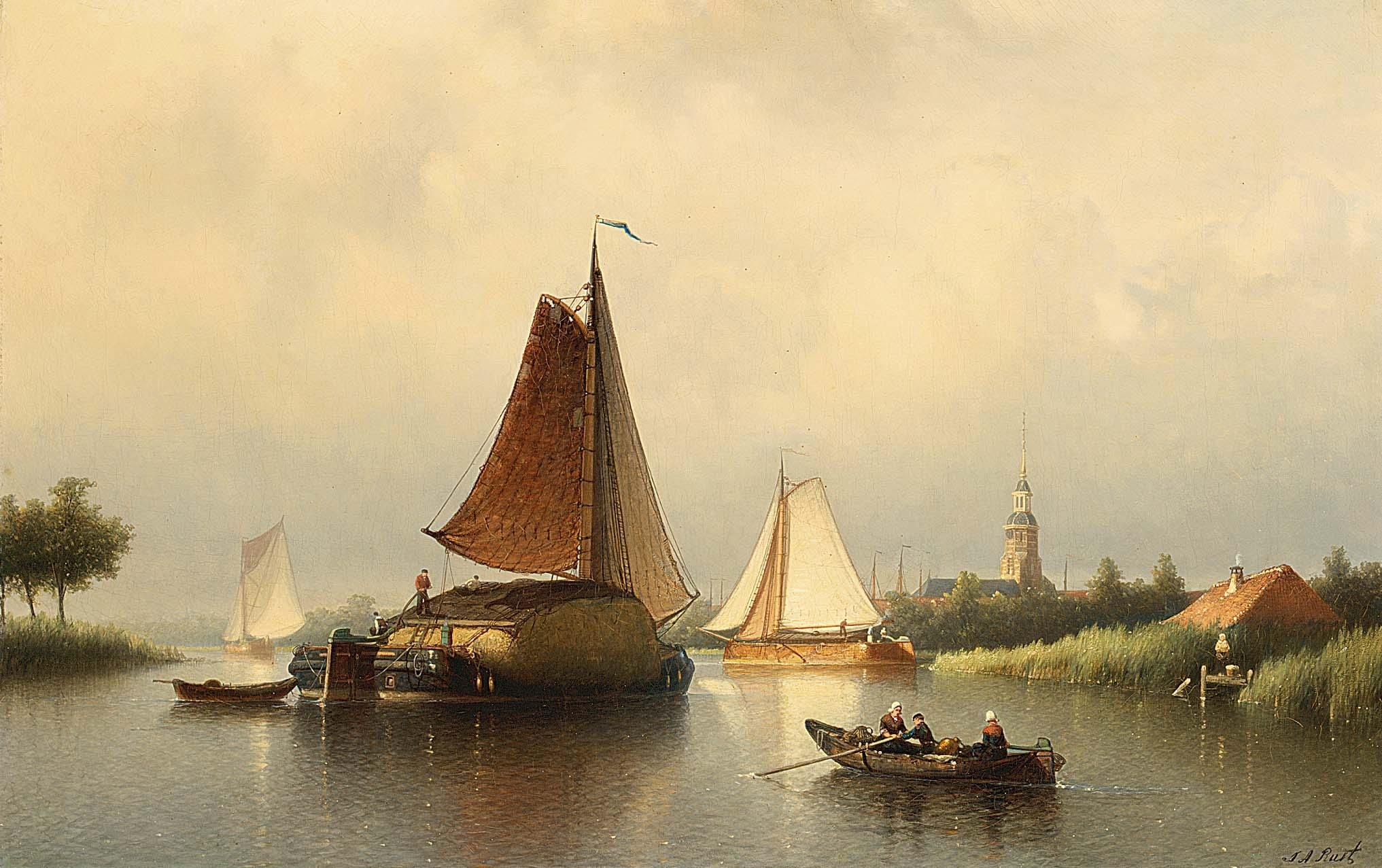 Johann Adolph Rust | THE HAY BARGE | MutualArt