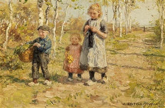 CHILDREN ON A COUNTRY LANE - Jan Zoetelief Tromp