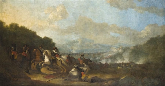 Italian School, 17th Century | A BATTLE SCENE WITH CAVALRY SKIRMISHING ...