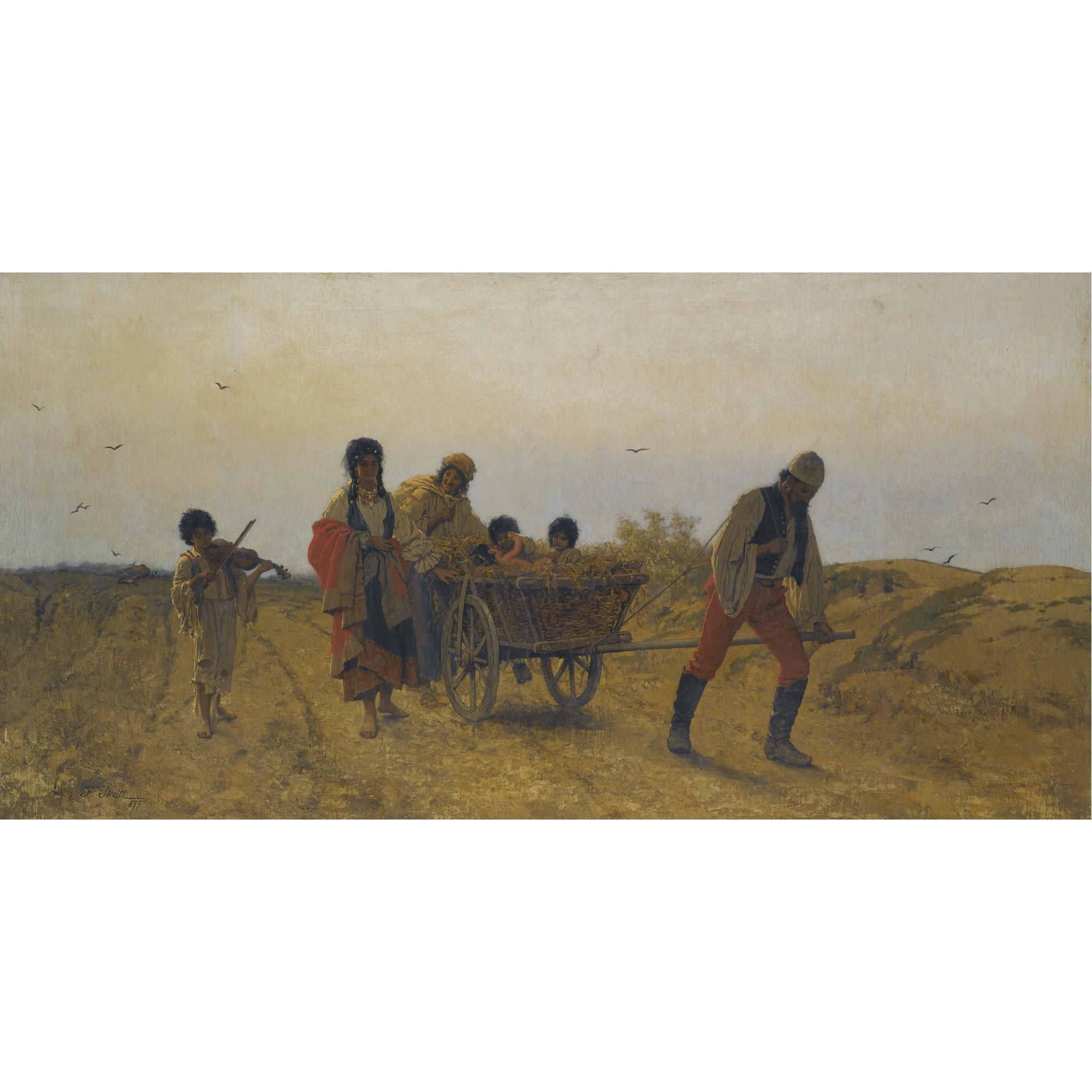 Artwork by Franciszek Streitt, Wandering Gypsies, Made of oil on canvas