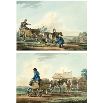 a pair of genre scenes - Karl Ivanovich Kollman