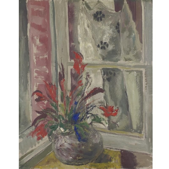 Flowers at the Window by Leopold Gottlieb
