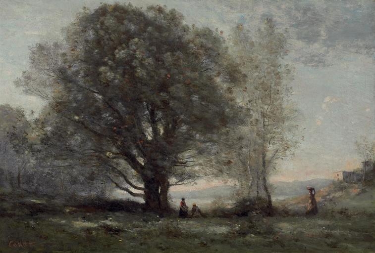 Les chênes-verts dans la vallée by Jean Baptiste Camille Corot, 1865-1870