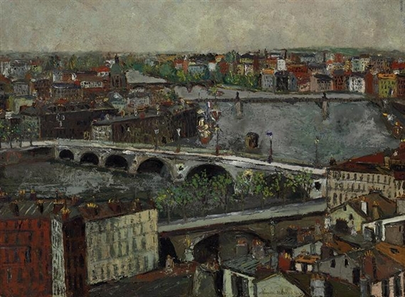La Garonne et les ponts à Toulouse (Haute-Garonne) by Maurice Utrillo, circa 1909