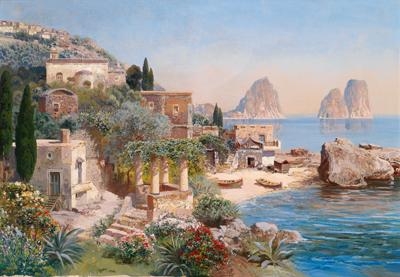 Capri Scene with a View of the Faraglioni by Gottfried Arnegger