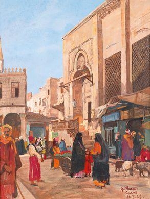 Street Scene in Cairo by Georg Macco, 1929