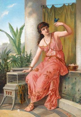 Artwork by Monogrammist H.D., The Songbird, Made of oil on canvas