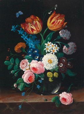 Two Decorative Still Lifes with Flower by Erick Josef Dogarth