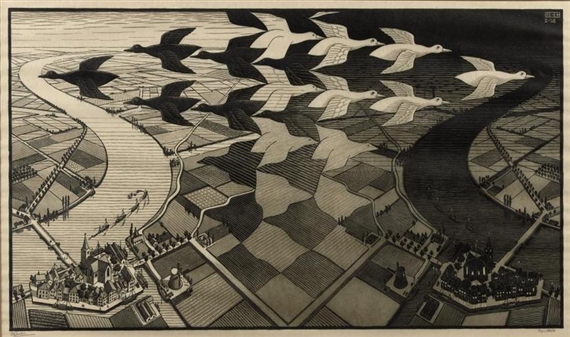 Day and Night (Dag en Nacht) (Bool 303) by Maurits Cornelis Escher, 1938