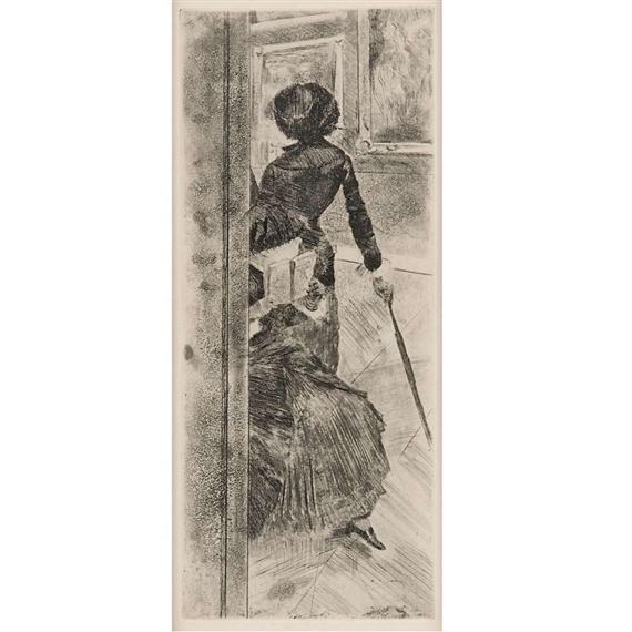 MARY CASSATT AT THE LOUVRE by Edgar Degas, 1879-80