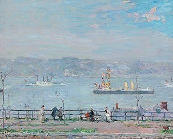 Men o' War--"The Blake" and "The Boston" by Childe Hassam, 1893'