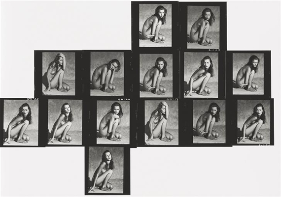 Kate Moss, greatly enlarged contact sheet, 1993 by Albert Watson, 1993