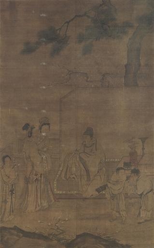 Artwork by Zhang Guan, Meeting in the Plum Garden, Made of Hanging scroll, ink and colour on silk