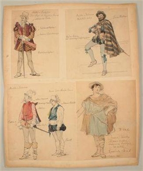A set of 183 Blatt costume designs, probably for the Vienna Burgtheater - Rudolf Hafner