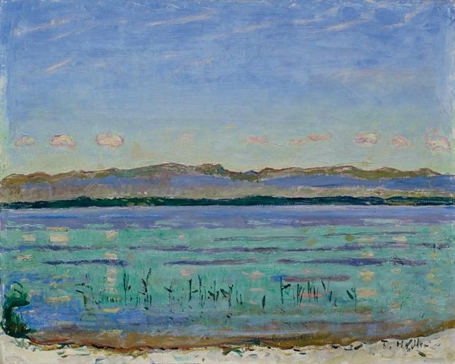 Artwork by Ferdinand Hodler, Genfersee mit Jura, Made of Oil on canvas