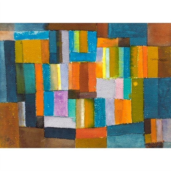 COMPOSITION IN ORANGE AND BLUE-GREEN by Johannes Itten, 1957