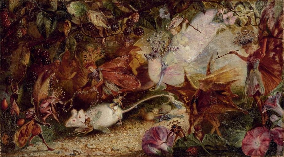 Artwork by John Anster Fitzgerald, The Chase of the White Mouse, Made of oil on canvas