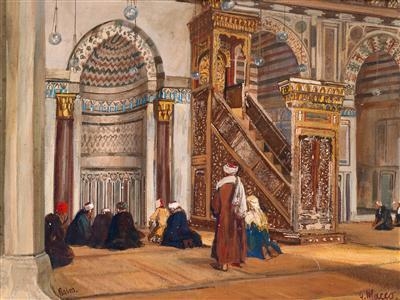 Prayer in the Al Mu'ayyad Mosque, Cairo by Georg Macco, 1932