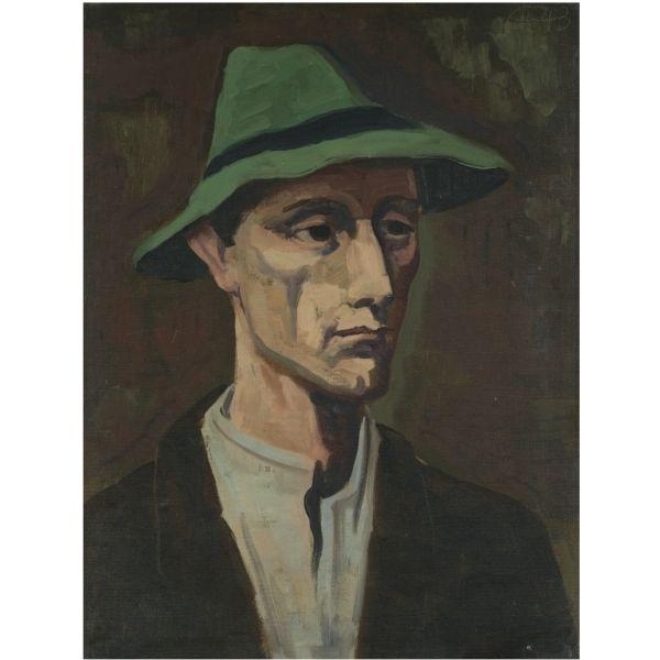 MAN WITH GREEN HAT by Karl Hofer, 1943